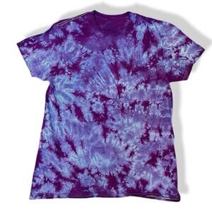 handmade tie dyed unisex tshirt M purple crackle ice frost